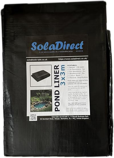 SolaDirect Pond Liner 3 x 3 m 200 GSM UV Resistant Tear-Resistant