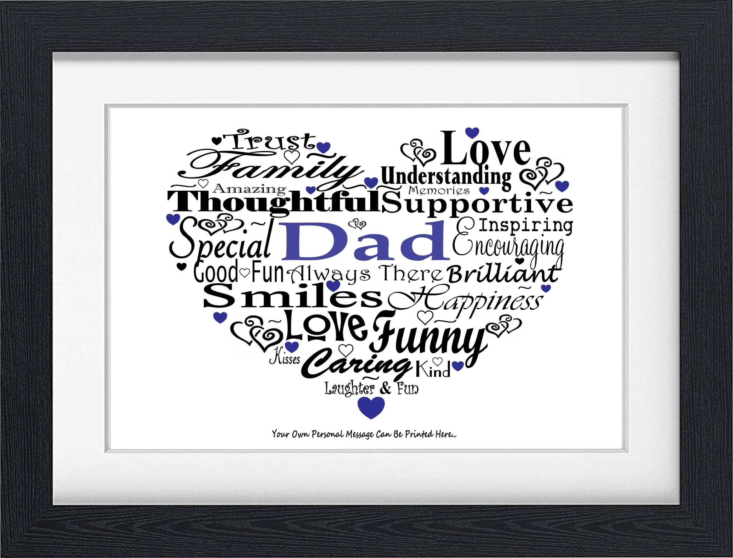 PERSONALISED DAD BIRTHDAY GIFT PRESENT TYPOGRAPHY WORD PRINT (Unframed)