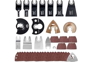 NEWONE 67 Pack Oscillating Multitool Quick Release Saw Blades with Sandpaper,Multitool Blades for Wood Metal Plastics Compatible with Fein Black&Decker Bosch Chicago Roybi Milwaukee Makita Craftsman…