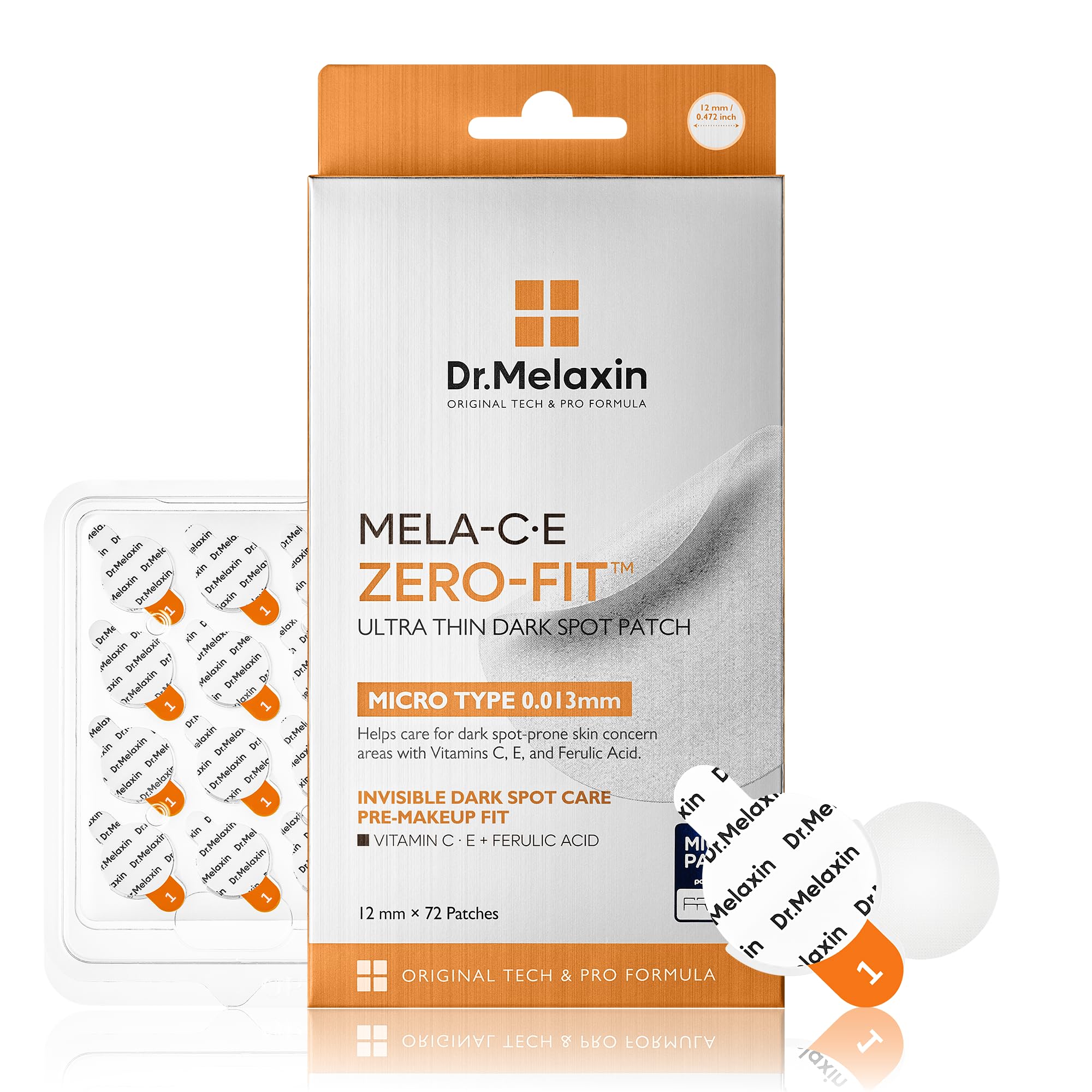 Dr.Melaxin Mela-C·E ZERO-FIT Invisible Ultra Thin Pimple Patches for Face, 0.013mm Post-Blemish Spot Stickers for Red Marks &