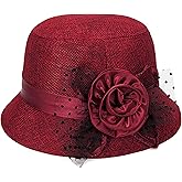 Glamorstar Vintage Felt Cloche Hat Winter Floral Fedora Bucket Hat Bowler Hats