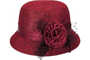 Glamorstar Vintage Felt Cloche Hat Winter Floral Fedora Bucket Hat Bowler Hats