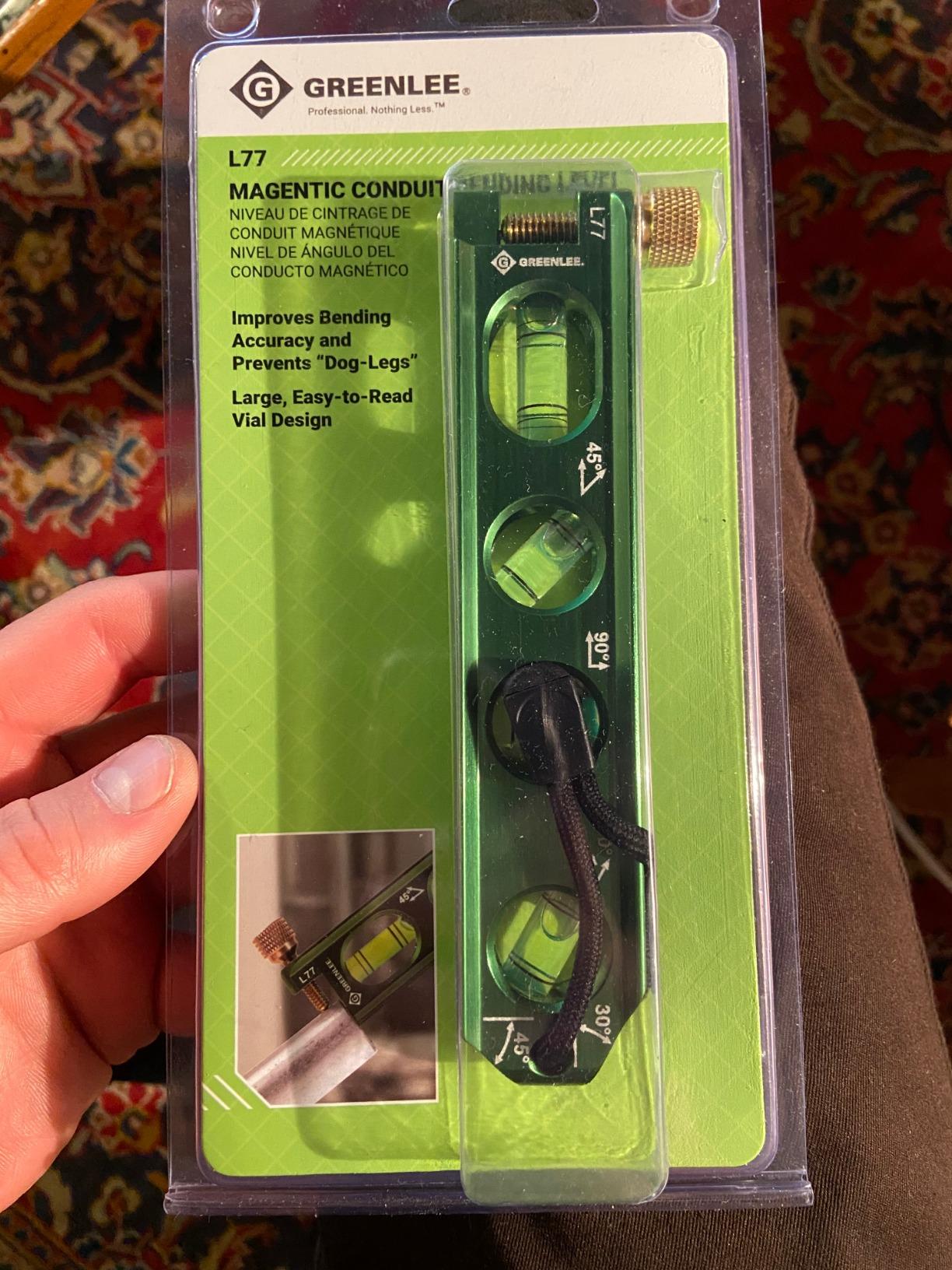 Greenlee L77 Mini Magnetic Bubble Level - 4 Vial Torpedo Level With Rare Earth Magnets