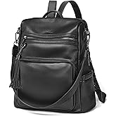 OPAGE Leather Backpack Purse for Women Fashion Tassel Ladies Shoulder Bags Designer Large Backpack Travel Bag