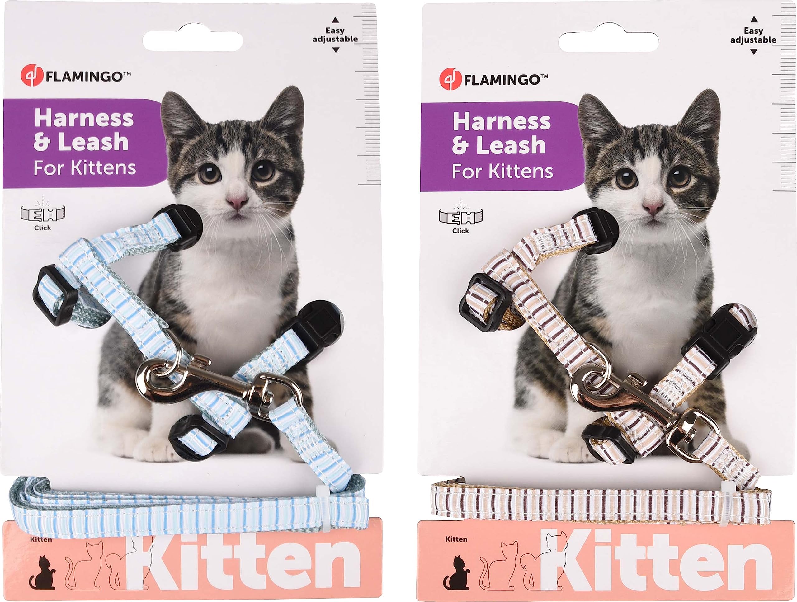 Flamingo Cat Harness with leash Kitten Serwan Multiple colours 16-25cm 21-35cm 100cm 10mm