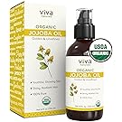 Viva Naturals Organic Jojoba Oil (4 oz) 100% Pure & Golden Cold-Pressed Moisturizer for Skin & Hair