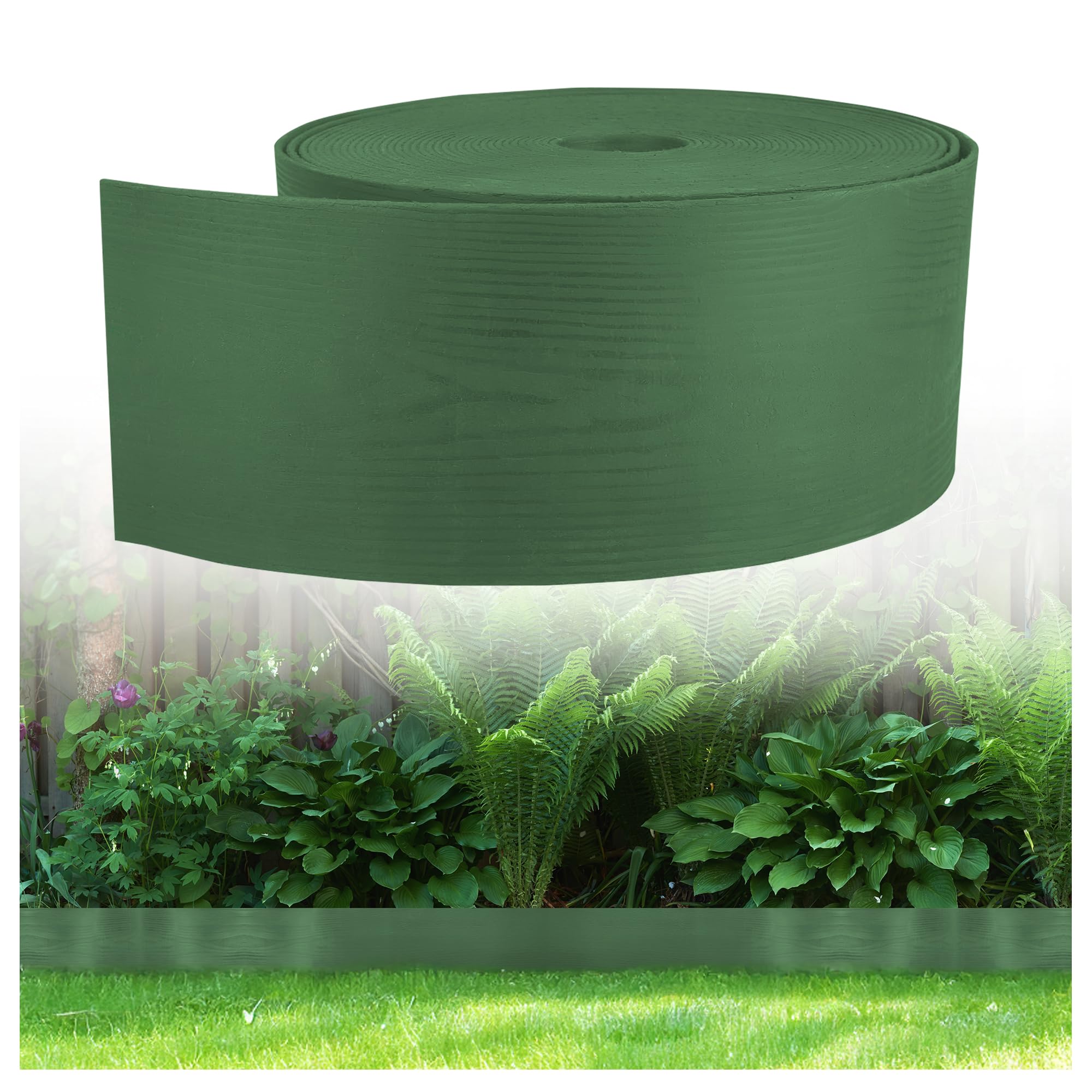 GARDENIX WoodBorder Flexible Wood Look Lawn Edging Flower Bed Border Plastic Length 10 m Height 8 cm Green