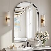 Furnbar Arched Bathroom Mirror, 24x36 Inch Black Arched Wall Mirror with Metal Deep Frame, Arch Mirrors for Wall Decor, Vanity, Entryway, Living Room