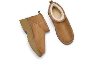 DOBOLIN Women's Waterproof Winter Snow Boots Lightweight Warm Fur Lined Lace-Up Boots Mid-Calf Booties Anti-Slip Sole for Cold Weather Outdoor