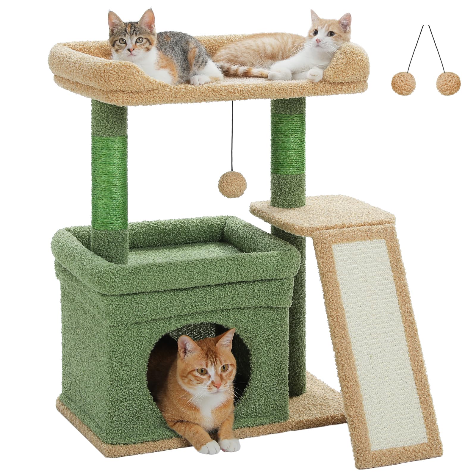 Photo 1 of ITEM IS MISSING PARTS, UNSURE WHAT PARTS ARE MISSING ------------------------------------------------------PEQULTI Small Cat Tree Cactus Cat Tower for Large Adult Cats with Wide Top Perch, Private Cat Condo and Sisal Scratching Post&Pad for Indoor Cats, G