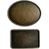 Blank Belt Buckles Rope Vintage Classic Oval Square Western Belt Buckle - 2 Pack