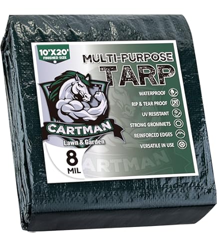 Kotap Heavy-Duty Tarp – 20x30 Feet, 8-mil Cross Weave, Reversible Green/Silver, Rust-Resistant Grommets