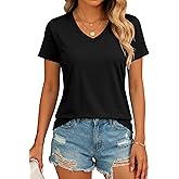 SMENG Basic Vneck Tshirts for Women UPF50+ Soft Breathable Workout Shirts Short Sleeve Casual Summer Tops Trendy