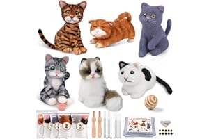LOKUNN 6 PCS Needle Felting Kit, Animal Needle Felting Beginner Kits Wool Felt Needle Felting Tools with Instruction Manual f
