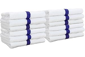 ARKWRIGHT LLC Arkwright White Hand Gym Towels - Pack of 12 - Bulk 100% Cotton Soft Quick Dry Sweat Absorbent Hotel Quality Towels for Workout, Bathroom, Spa, Pool, 16 x 27 in, Blue