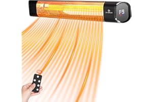 Airvention Electric Outdoor Heater, Patio Wall Mouted Heater with 9 Heating Modes 12H Timer, 1500W Infrared Garage Heater with Remote Control, IP65 Waterproof, Perfect for Backyard Patio Home