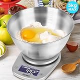 Duronic Digital Kitchen Scales with Bowl 3L Backlit Display view 3