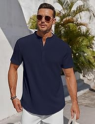 COOFANDY Men's Summer Henley Shirt Short Sleeve