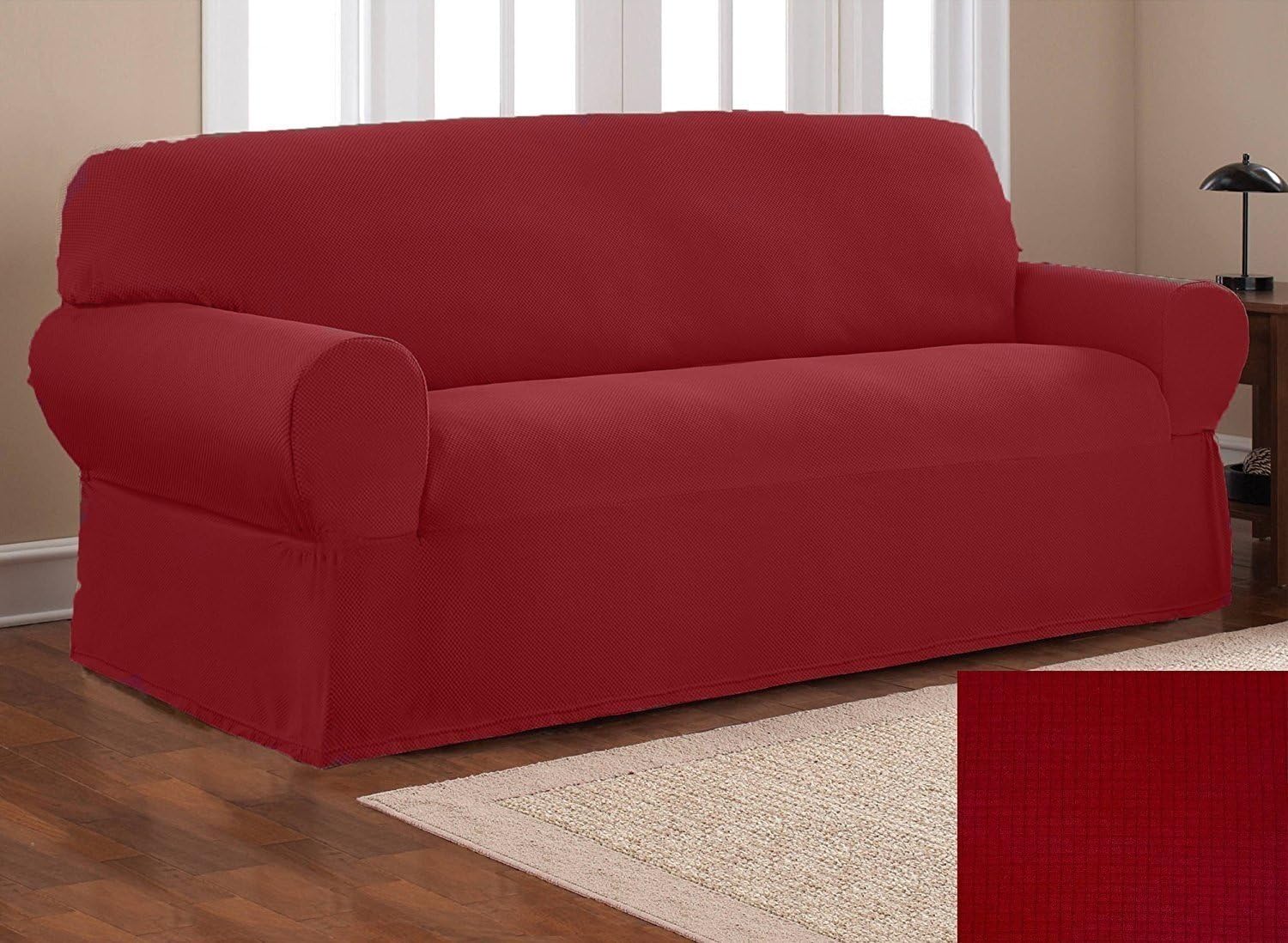 Fancy Linen 1pc Sure Fit Stretch Fabric Sofa Slipcover Sofa Cover Solid New # Stella (Black): Home & Kitchen