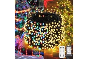 LYHOPE Christmas Lights, 98.4ft 300 LED Christmas Fairy Lights, Warm White & Multi Color Changing String Lights, with Remote 11 Modes 30V Xmas Tree Lights for Patio Yard Party Indoor Outdoor Decor