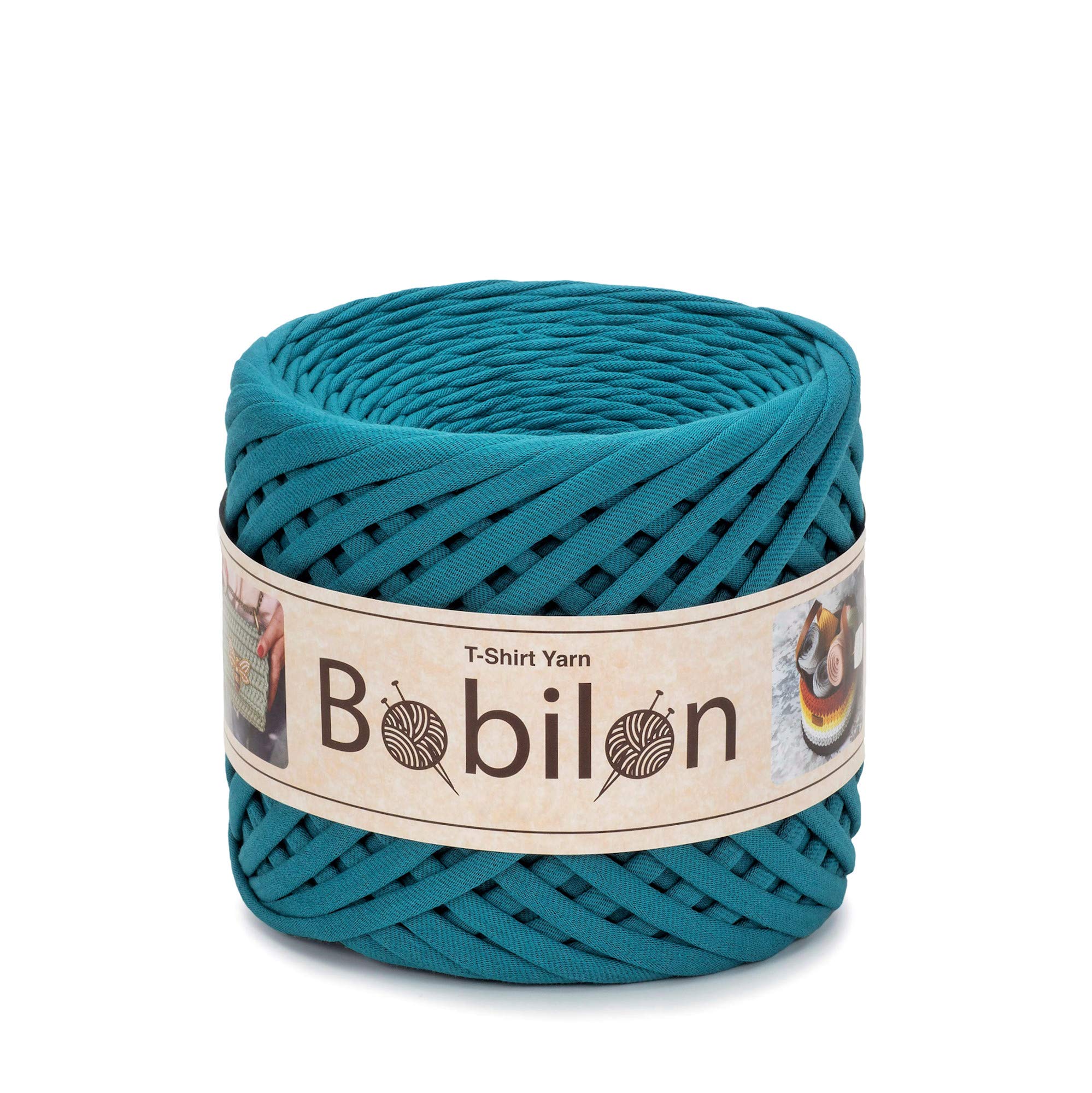 Bobilon T-Shirt Yarn Fettuccini Zpagetti Ball, 3-5 mm, 110 yds / 100 m, Cotton, Mask Ear Ties, Macrame, Jersey, Deep Ocean