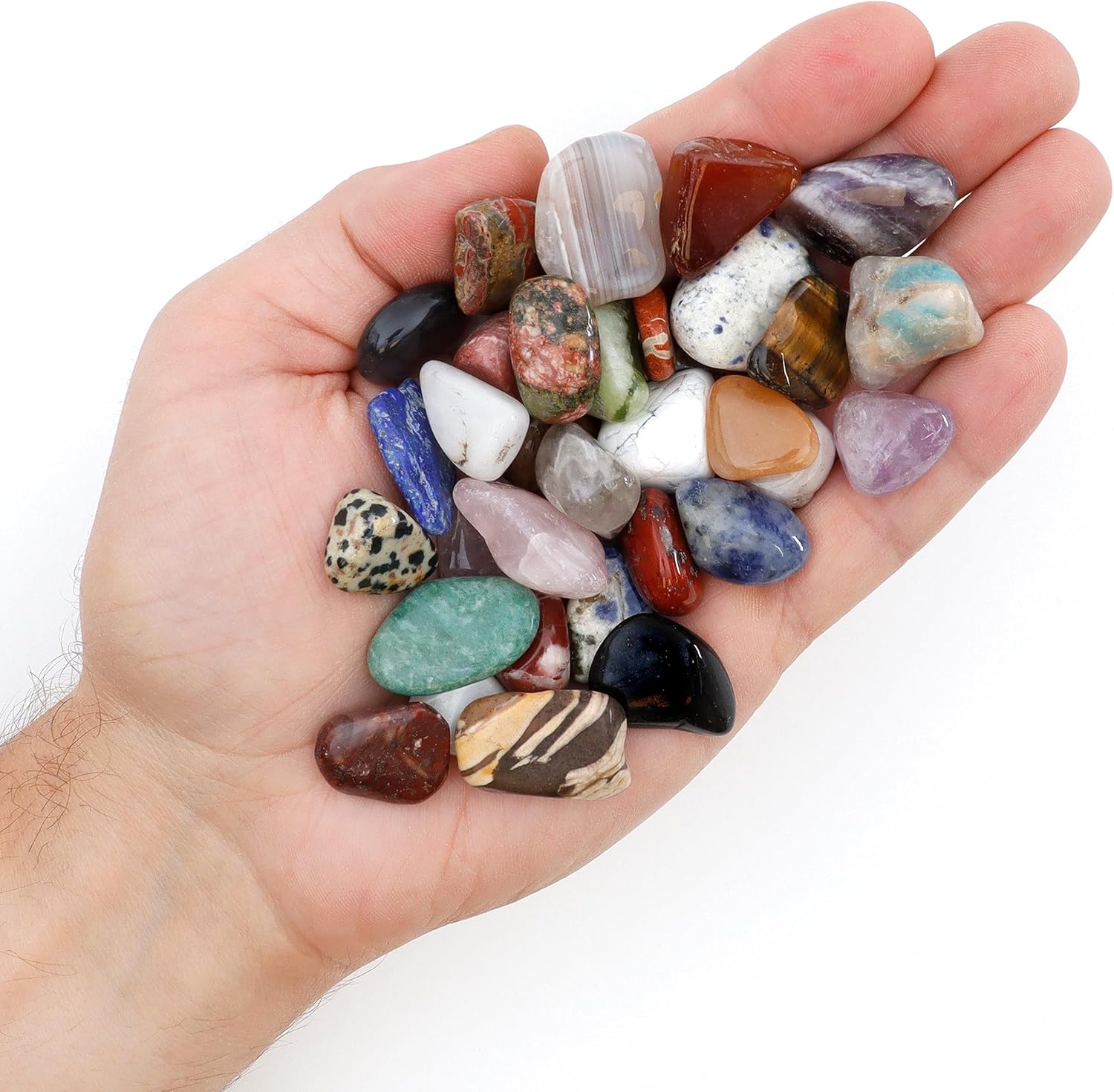 Indoor Fountains & Accessories - DANCING BEAR 1 Pounds Tumbled Polished Natural Gem Stones + 24 Page Rock & Mineral Book. Average Stone Size ¾ inch. Choose 1 or 2 pounds Brand