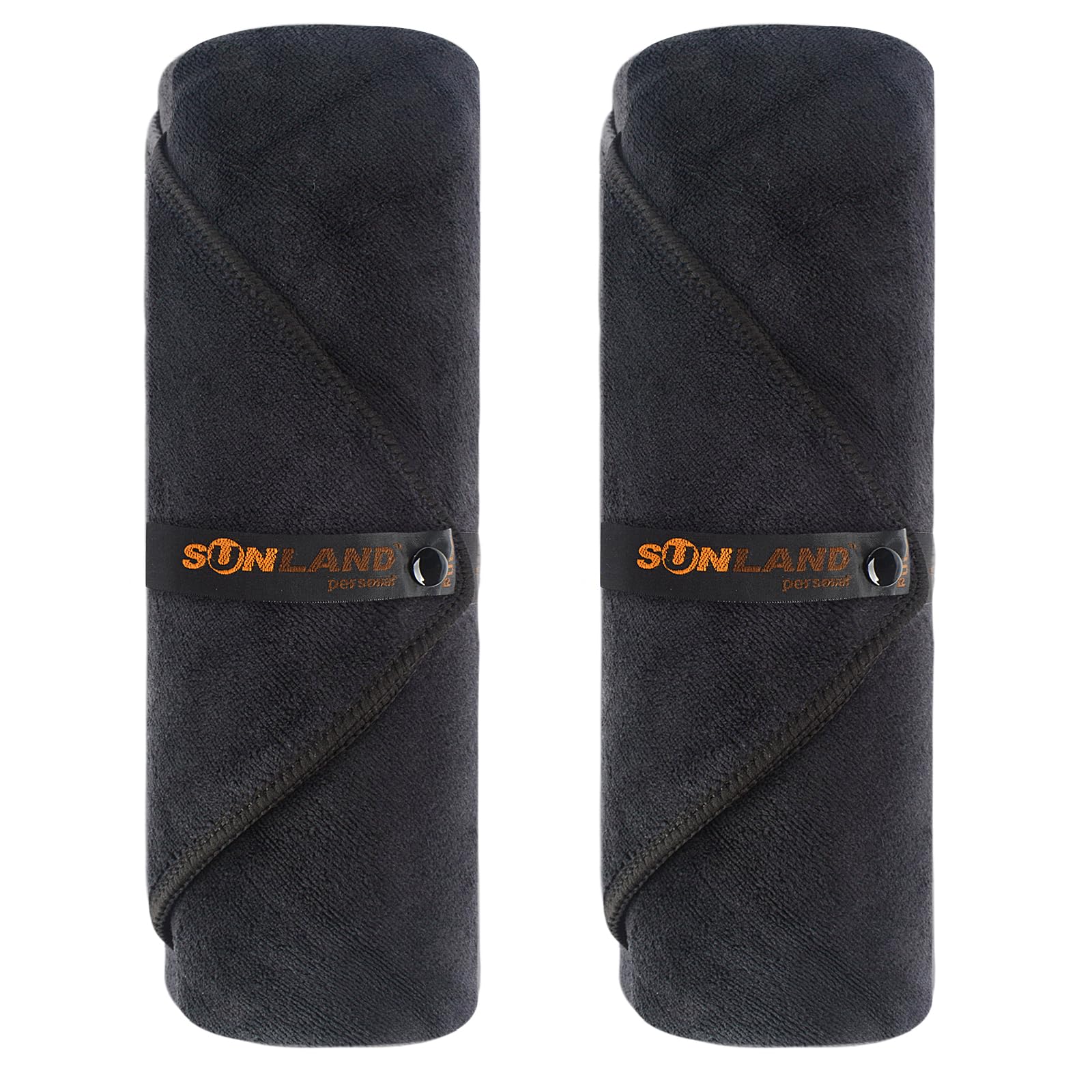 Sunland Microfibre Towel Large Quick Dry Towel Super Absorbent Gym Towel Men Ultra Soft Travel Towel, Beach Towel, Swimming Towels for Adults 2 Pack Black 61x121cm