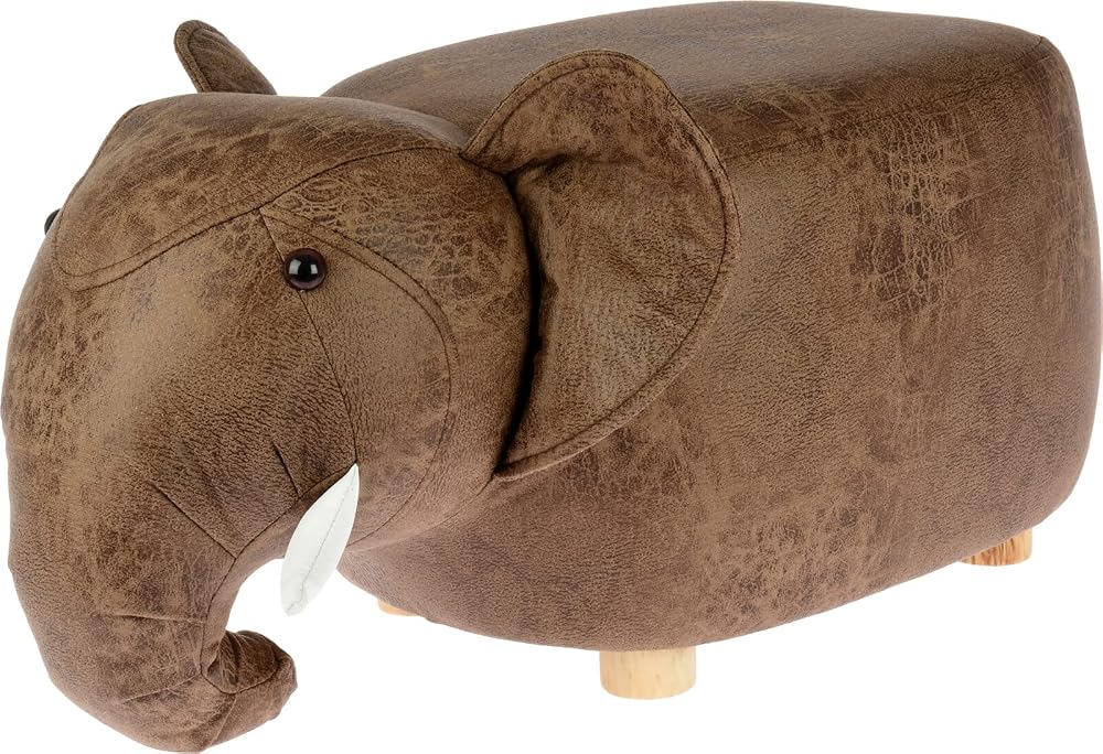 Muddy Hands Elephant Foot Rest Stool - Kids' Ottoman with Wooden Legs