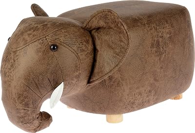 Muddy Hands Elephant Foot Rest Stool - Kids' Ottoman with Wooden Legs