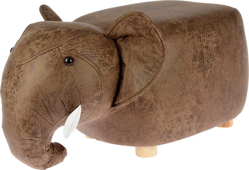 Muddy Hands Elephant Foot Rest Stool - Kids' Ottoman with Wooden Legs