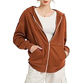 TAKEYAL Women Hoodies Sweatshirt Long Sleeve Zip Up Oversized Fall Jackets Casual Trendy Top soild