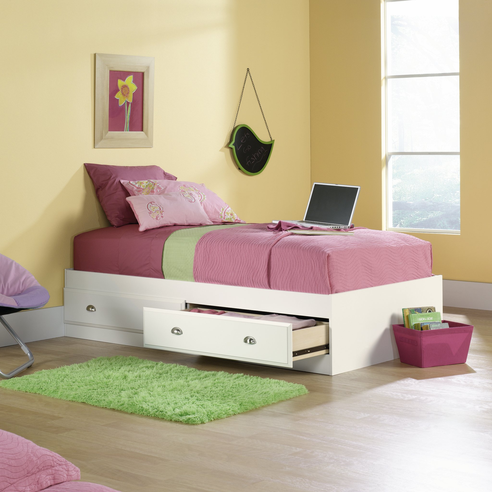 Sauder 411222 Shoal Creek Mates Bed, Twin, Soft White finish
