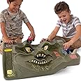 Simplay3 Monster City Extreme Wheels Car Race Track Table - 2 Sided Portable Kids Play Table with 2 Race Trucks - Red or Green - Made in USA