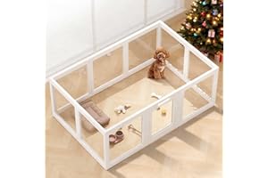 CLIMBHOPE Clear Acrylic Dog Playpen Indoor, Puppy Cat Small Pet Play Pen, Pet Cat Playpen for Rabbits, Dog Fence Crate Kennel Whelping Cage (White, 10 Panel)