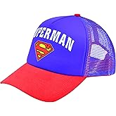 DC Comics Superman Kids Trucker Hat, Boys Adjustable Snapback Baseball Cap with Curved Brim, Blue, One Size