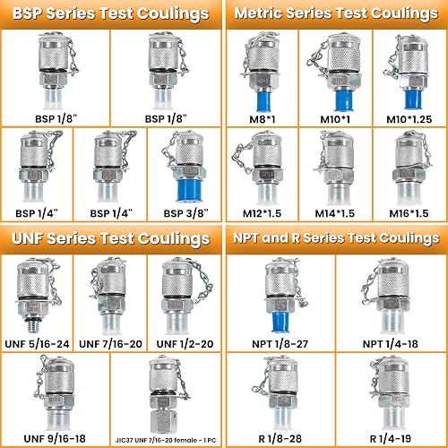 Hydraulic Pressure Gauges Kit – 3 Test Hoses + 24 Coupling Set (SINOCMP, CP-P0021)