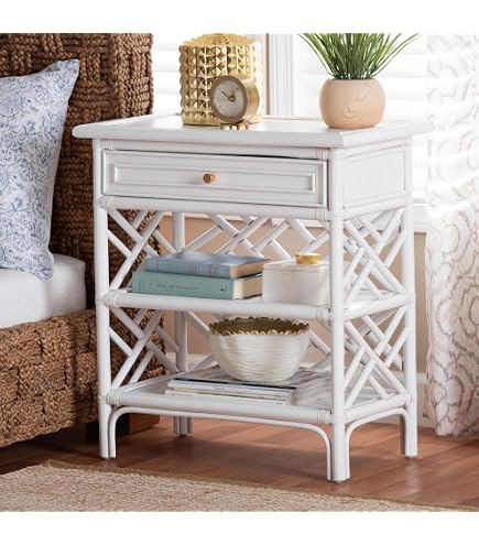 Amazon.com: Bali & pari Akane Natural Rattan Nightstand with