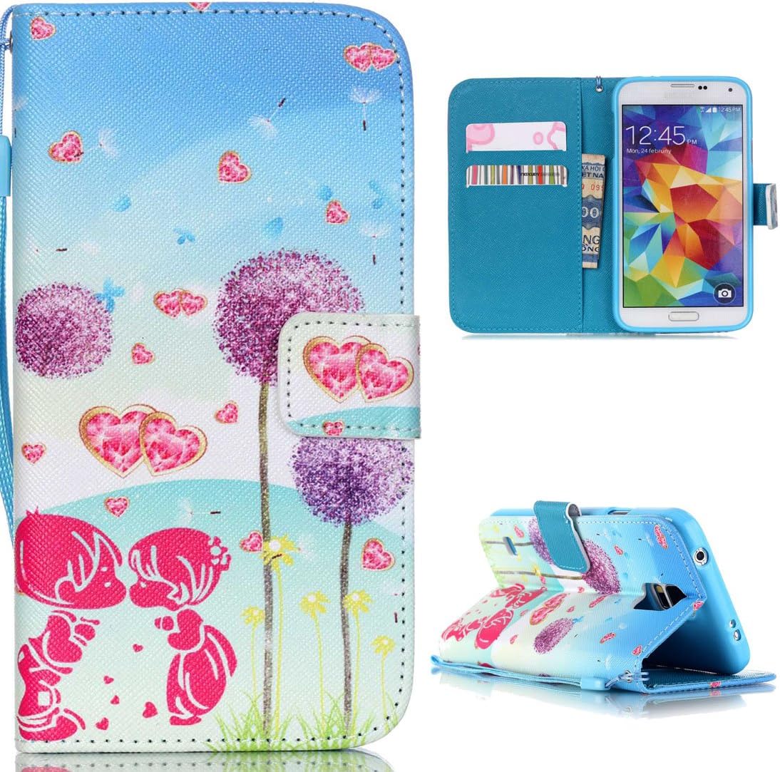 RoseMann PU Leather for Samsung Galaxy S5 I9600 Stand Flip Wallet Case Cover with Magnetic Clasp and Credit Card Slots (Not for Samsung Galaxy S5 Mini)