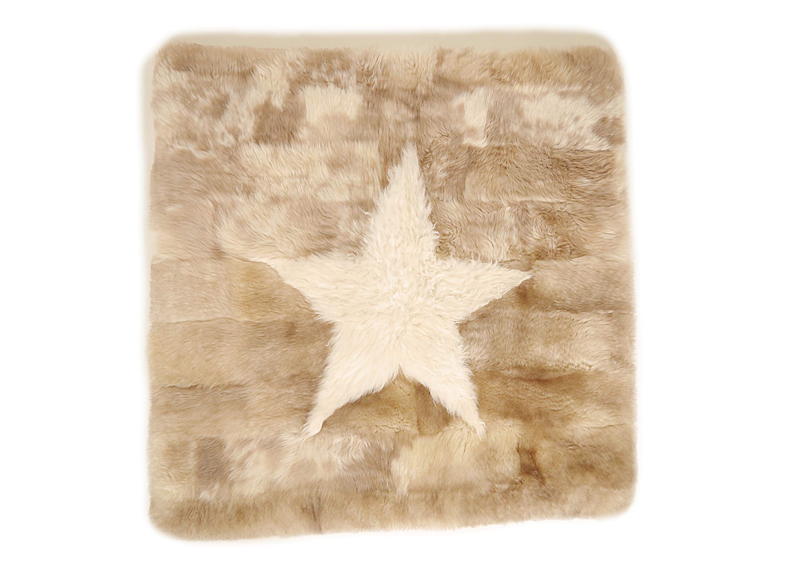 Lamb/Sheepskin Crawling Rug Approx. 100 x 100 cm Flamed Natural Check Star Natural White