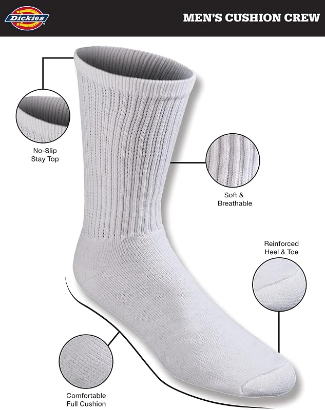 Herren Allzweck-Socken mit Kissen, erhältlich in M-XL (6, 12 Paar), Weiß (6 Paar), X-Large