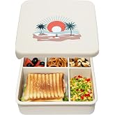ASOMIC Large Silicone Bento Box for Adults, 5 Compartments, Ivory | Leakproof 54 fl oz silicone bento box; 5 compartments, BPA-free, microwave and dishwasher safe.