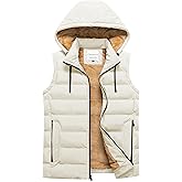 Chrisuno Men's Winter Vest Lightweight Warm Sleeveless Jacket Fleece Lined Quilted Puffer Vests with Removable Hood