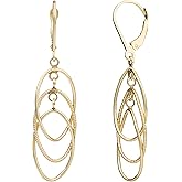 Kooljewelry 14k Yellow Gold Interlocking Ovals Leverback Earrings