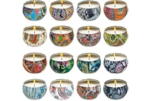 FCLAYVTS Set of 16 Small Scented Candles Soy Wax Aromatherapy Candles 2.5 OZ Portable Tin Candles with Lid, Relaxation Gifts Basket for Mother, Women, Friends and Coworkers
