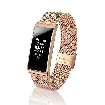 Tomate Dorado Reloj Inteligente Mujer con Correa Metálica y Notificaciones