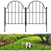 Blingluck Decorative Garden Fence, 17in(H) x 10.8ft(L), with Ground Stake | Arched Rustproof Metal No Dig Garden Fencing Border, Animal Barrier Fence for Rabbit Dog, Flower Bed Edging, 10 Pack
