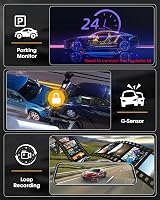 Jansite 10 Inch Mirror Dash Cam Front Rear 1080P Night Vision Type-C Parking view 8