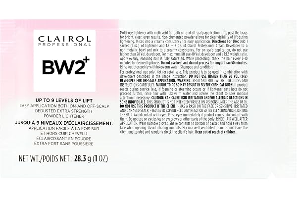 Clairol Professional BW2+ Dedusted Extra Strength Powder Lightener, Up to 9 Levels of Lift for Hair Highlights & Lightening