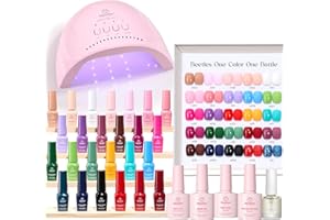 BEETLES GEL POLISH Beetles Gel Nail Polish Kit with U V Light - 25 Colors 51 Pcs Gel Polish Kit One Color One Bottle with Top &Base Coat Beauty Must Have DIY Salon Imprints of Time Collection Gifts for Women Teen Girls
