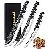 Naitesen Professional Butcher Knife Set 3, Bullnose Meat Carving knife Breaking Knife Boning Knife Hand Forged Very Sharp for Meat Cutting Home Kitchen Cooking BBQ Gifts for Men Women